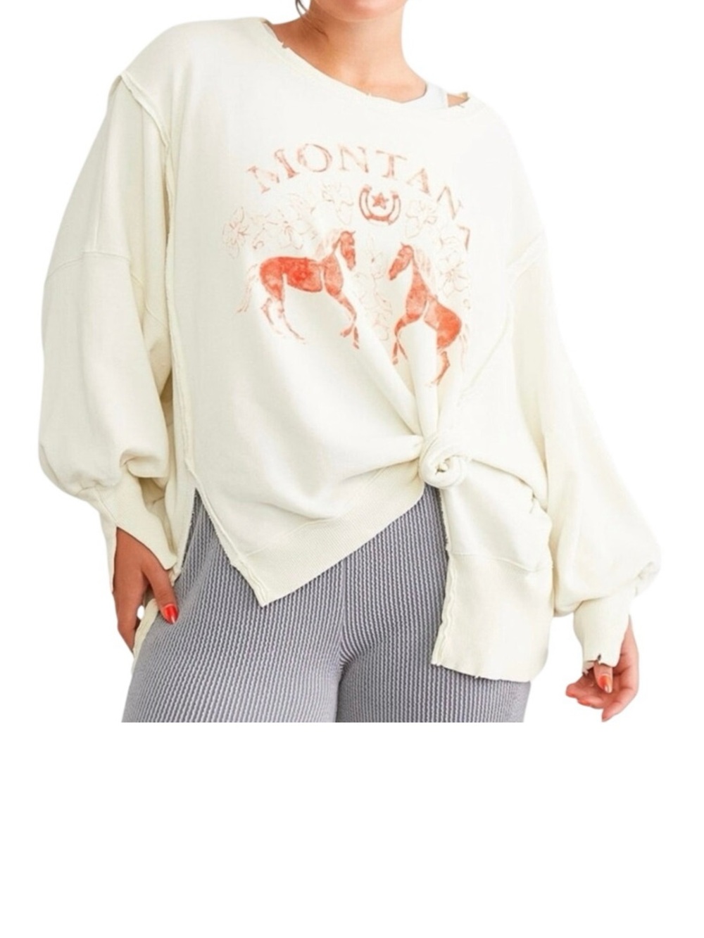 WE THE FREE Graphic Montana Horses Camden Pullover Size Large New with Tag - Picture 3 of 14